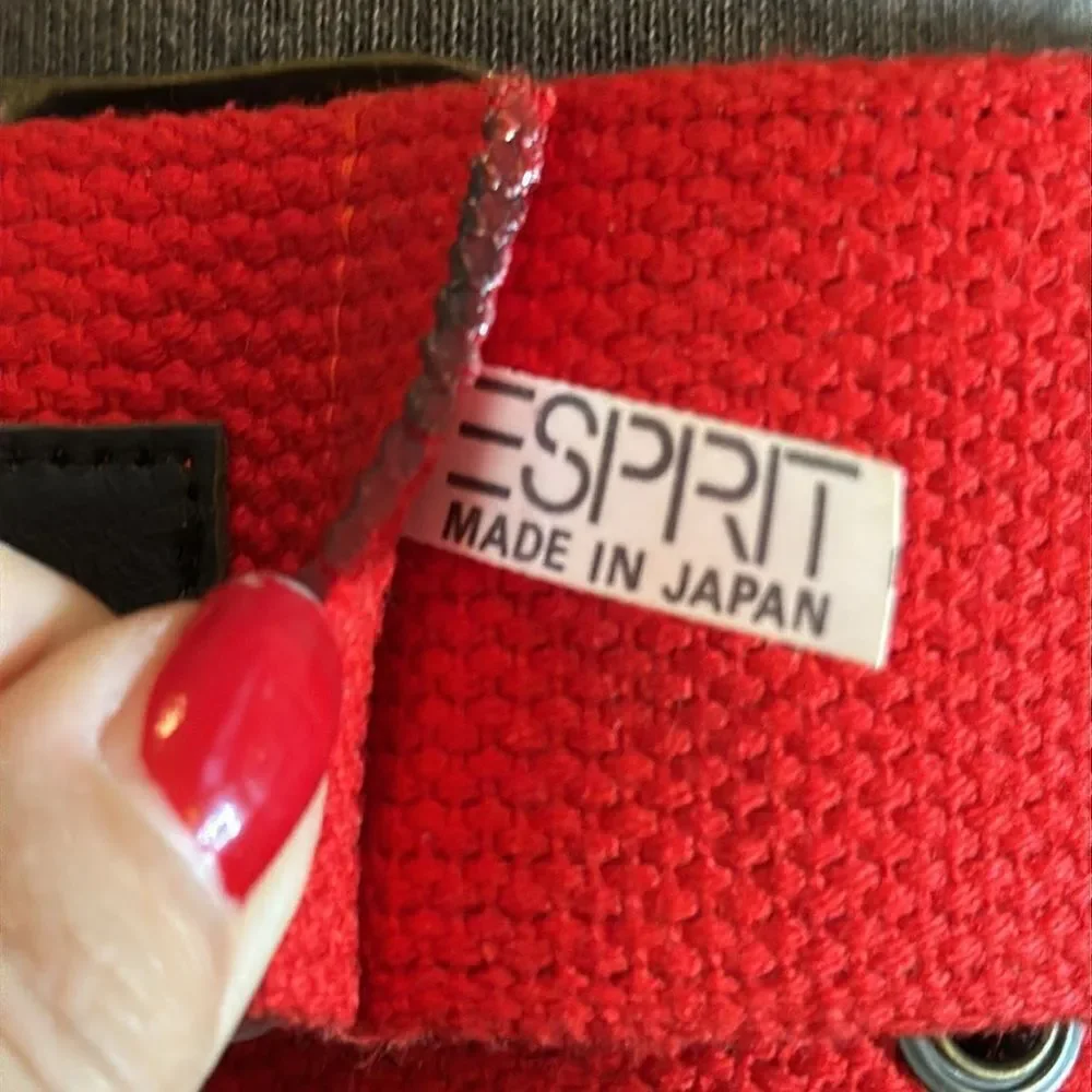 Vintage 80s Esprit wide red‎ canvas belt